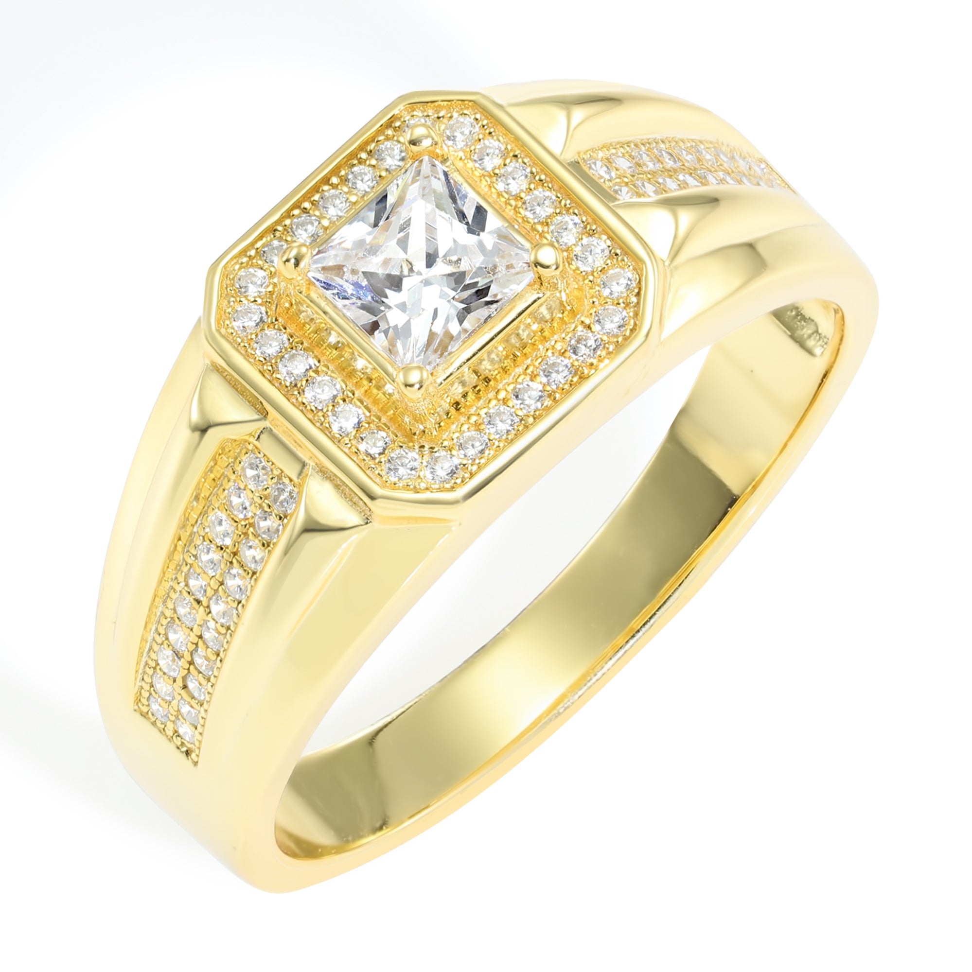 Gold ^ 925 Silver Solitaire deals Pinky Ring