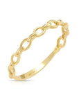 Solid 14k Gold Cuban Link Ring, Dainty Curb Chain Style Ring, 14k Yellow Gold Stackable Ring