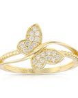 14K Yellow Gold Lab Diamond Butterfly Ring, 0.18ctw