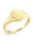 Solid 14k Gold Round Signet Ring, 14k Yellow Gold Stackable Ring, Gift For Her, Large Signet Design Ring