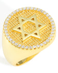 Solid 925 Sterling Silver Star of David Pave Signet Statement Pinky Band Ring