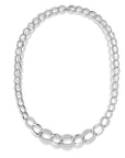 Solid 925 Sterling Silver Cuban Link Necklace, Set With Pave Brilliant CZ Stones, 18 Inch