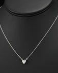 Sterling Silver Simulated Diamond Heart Pendant Necklace, Adjustable 16in-18in