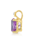 14k Yellow Gold Purple Amethyst Gemstone and Diamond Pendant