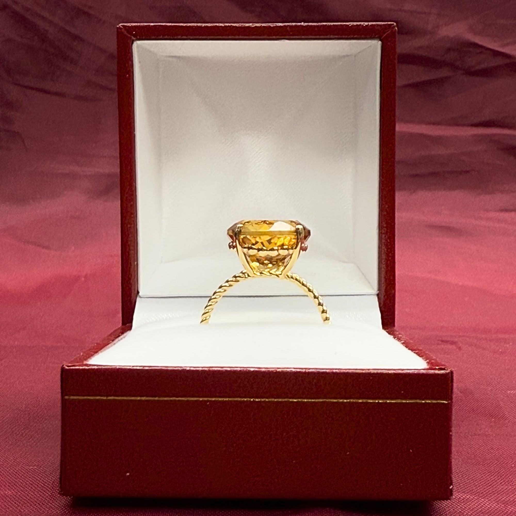 14K Yellow Gold Natural Citrine Gemstone Ring, 5 Carats