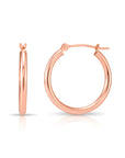 10K Rose Gold Classic Round Hoop Earrings, All Sizes Available