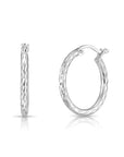 Brilliant Full Diamond-cut Round Tubular Hoop Earrings in Sterling Silver