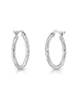 Brilliant Full Diamond-cut Round Tubular Hoop Earrings in Sterling Silver