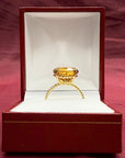 14K Yellow Gold Natural Citrine Gemstone Ring, 5 Carats