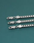 Solid Silver 5mm Cuban Chains, Italian 925 Pure , Strong Lobster Lock in Sterling Silver