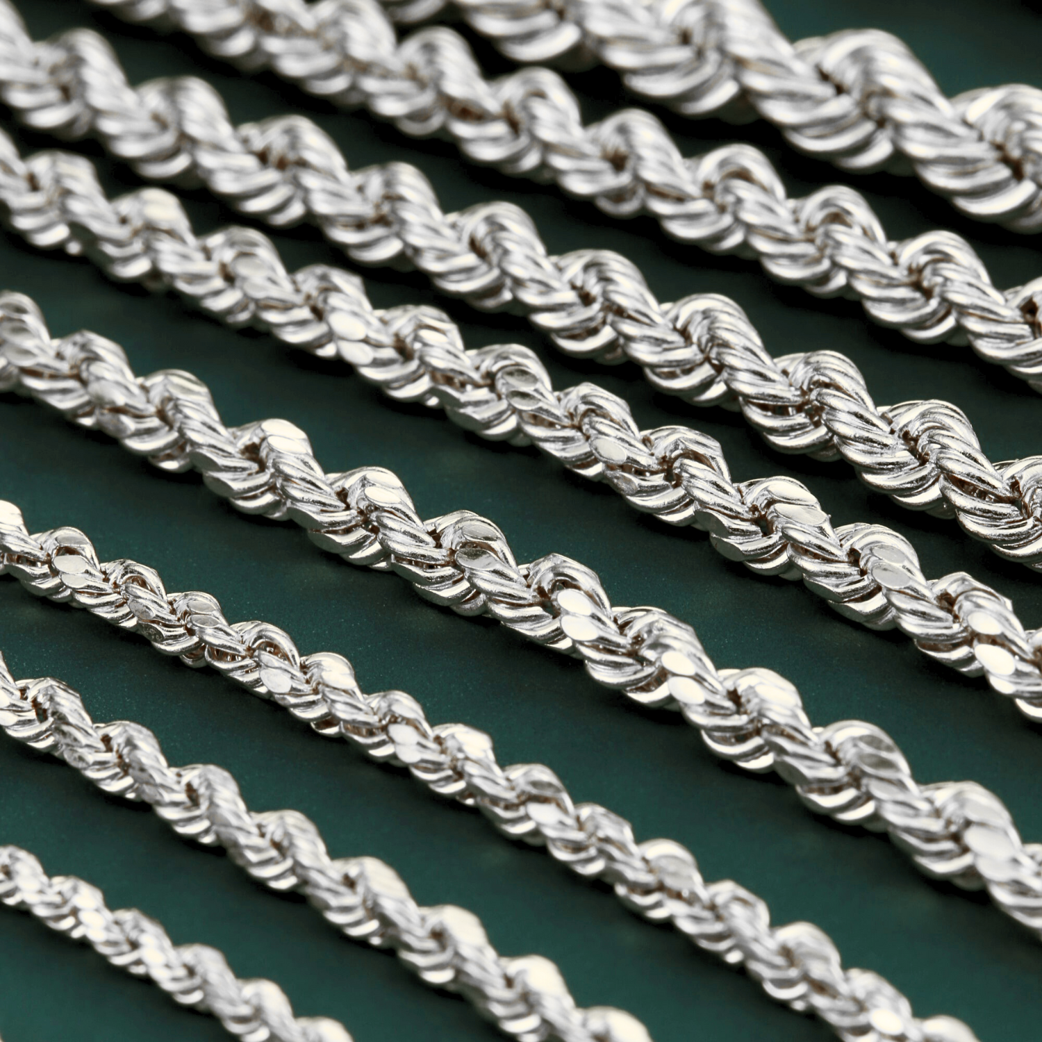 Italian Rope Chains with Strong Lobster Lock in Sterling Silver