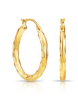 14K Yellow Gold Twisted Hoop Earrings, 22mm