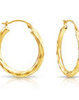 14K Yellow Gold Twisted Hoop Earrings, 22mm