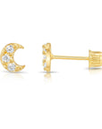 14k Gold Moon Crescent Stud Earrings