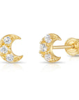 14k Gold Moon Crescent Stud Earrings