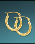 14K Yellow Gold Small Spiral Hoop Earrings, 15mm