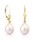 14k Gold Freshwater Pearl Dangle Earrings, 