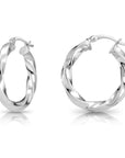 925 Sterling Silver Shiny Twisted Hoop Earrings