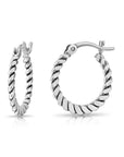 925 Sterling Silver Twisted Rope Hoop Earrings Collection