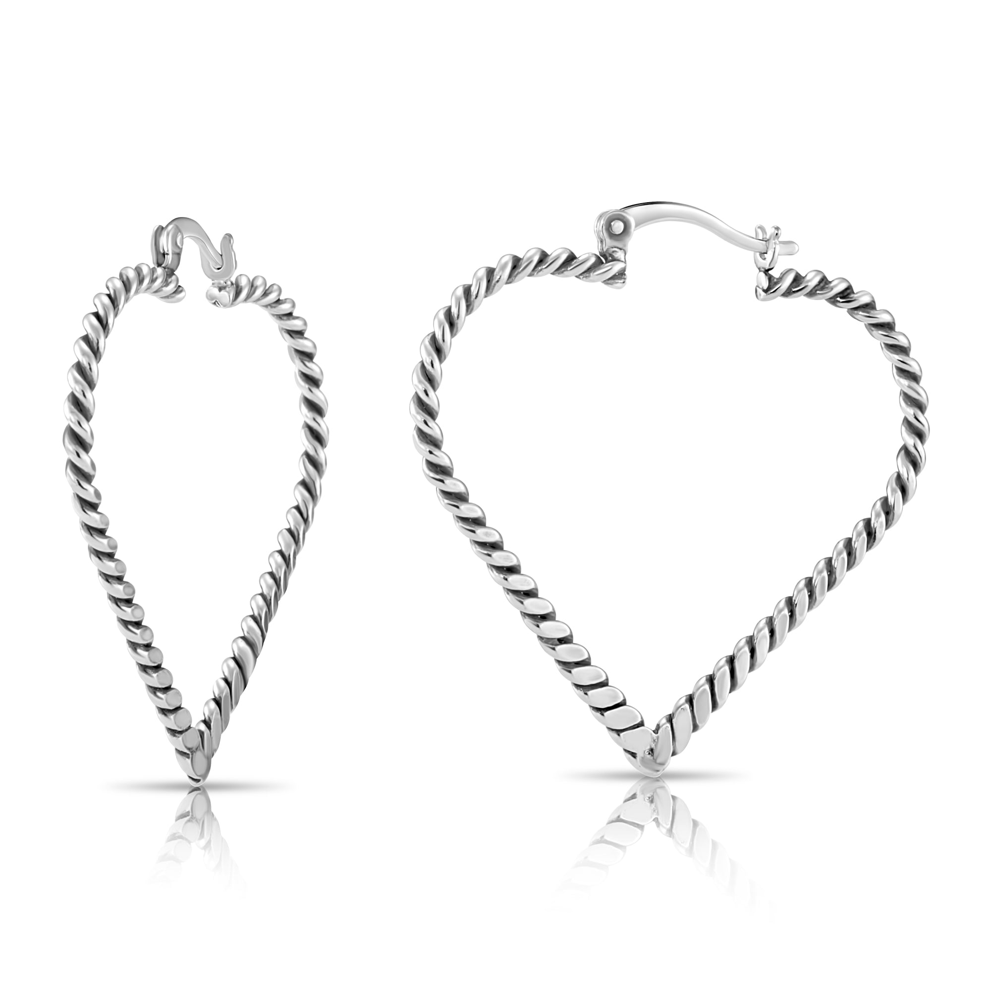 925 Sterling Silver Twisted Rope Hoop Earrings Collection