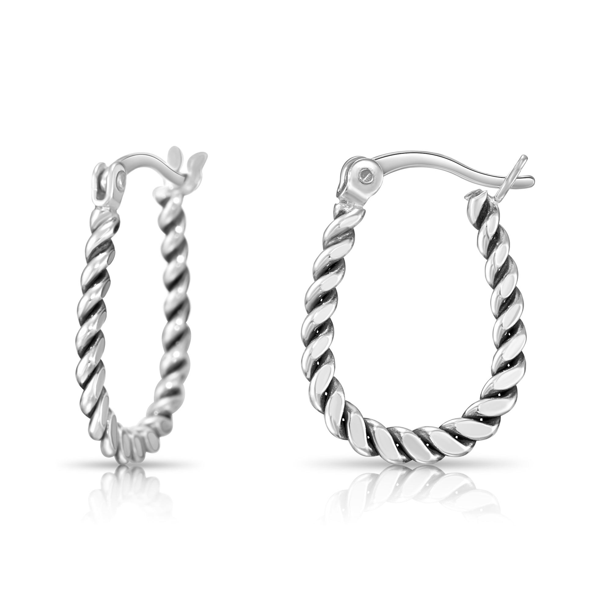 925 Sterling Silver Twisted Rope Hoop Earrings Collection