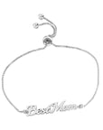 925 Sterling Silver Best Mom Bracelet, Adjustable Size 6in-9in