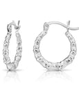 925 Sterling Silver Bamboo Texture Hoop Earrings