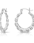 925 Sterling Silver Bamboo Texture Hoop Earrings