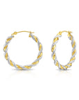 14K Yellow Gold Two-Tone Twisted Hoop Earrings