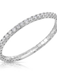 14K White Gold Tennis Bangle Bracelet, With Simulated Diamonds, 7in