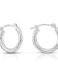 10K White Gold Diamond-Cut Hoop Earrings, 13mm (0.5 in)