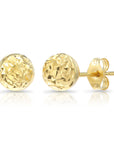 14k Yellow Gold Diamond Cut Sparkle Ball Stud Earrings