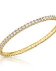 14K Yellow Gold Tennis Bangle Bracelet, With Simulated Diamonds, 7in