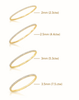 14K Yellow Gold Tennis Bangle Bracelet, With Simulated Diamonds, 7in