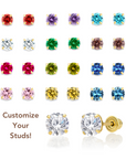 14K Yellow Gold Birthstone Stud Earrings, Screw-back, 5mm