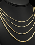 Rope Chains, Solid 925 Silver Dipped in 14k Gold in Sterling Silver