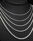 Italian Rope Chains with Strong Lobster Lock in Sterling Silver