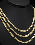 Italian 14k Gold Plated 5mm Cuban Chains with Strong Lobster Lock in Sterling Silver