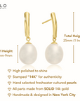 14k Yellow Gold Freshwater Pearl Dangle Earrings With Butterfly Pushbacks