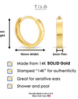 14K Yellow Gold Tiny Huggies, Classy 10mm Hoop Earrings