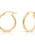 14K Yellow Gold Chunky Hoop Earrings, Flat Bar Post, 3mm