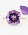 14K Gold Purple Amethyst Ring, Five Carat Huge Natural Gemstone, Twist Rope Design, "Ms. Luscious"