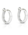 14K White Gold Plain Huggie Hoop Earrings