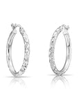 925 Sterling Silver X Pattern Diamond-Cut Hoop Earrings