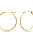 14k Yellow Gold Thin Twisted Hoop Earrings, 1mm