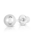 14k White Gold Classic Ball Stud, Single Earring, Screwback (Unisex)