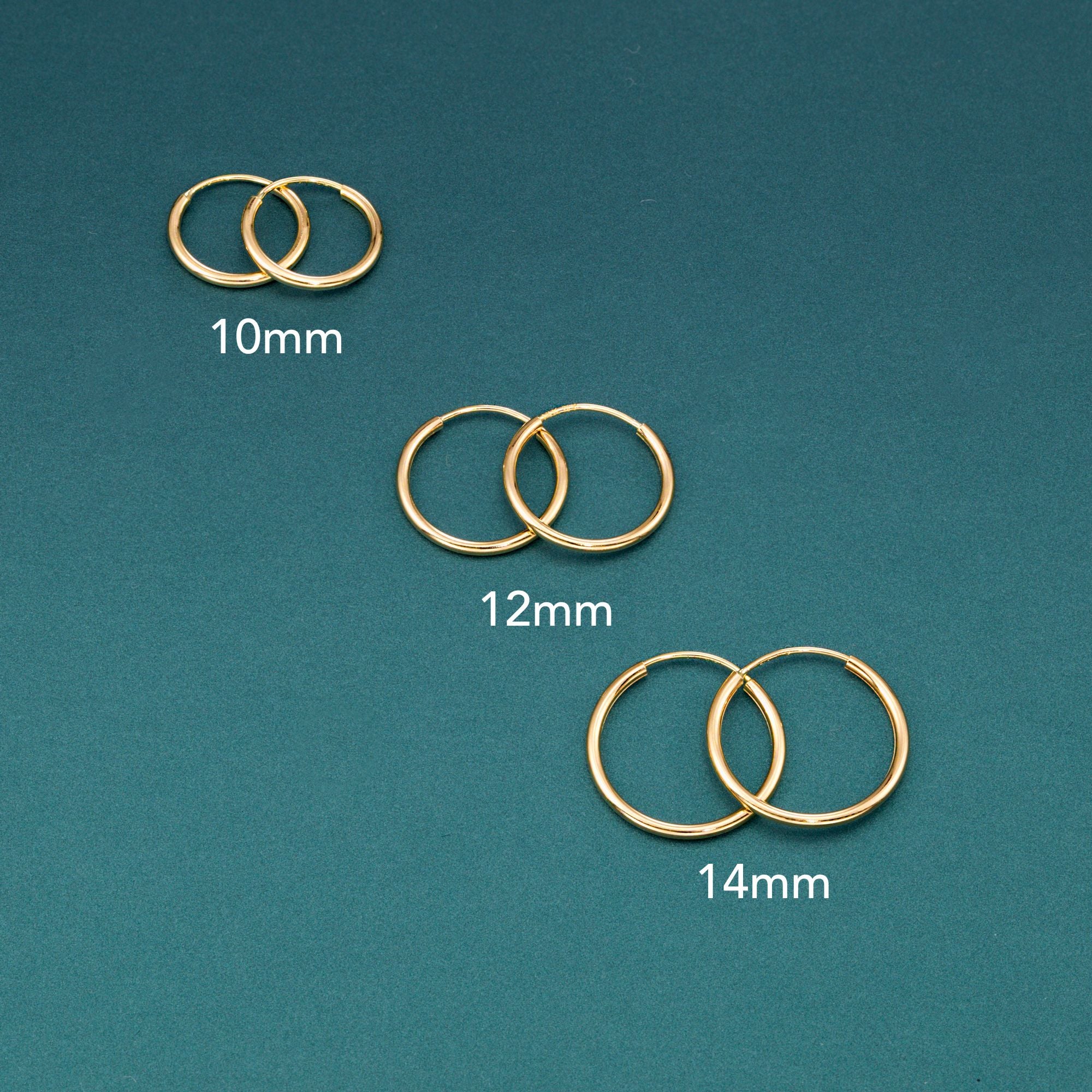 Bundle SET! 14k Gold Round Endless Hoop Earrings