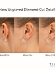 Brilliant Full Diamond-cut Round Tubular Hoop Earrings in Sterling Silver