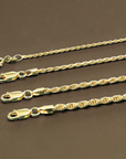 Italian Rope Chains with Strong Lobster Lock, Sterling Silver Dipped In 14K Gold