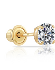 14k Yellow Gold Solitaire Zirconia Stud, Single Earring (Unisex)